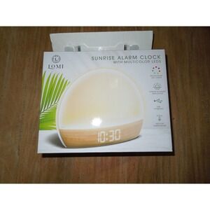 Lomi Sunrise Alarm Clock Multicolor LED Sunlight Simulation Wood Grain LOMC42